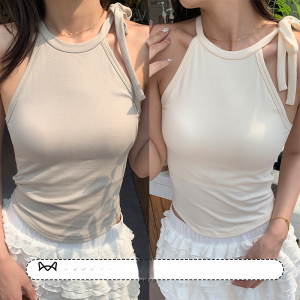 miiow | Blue Catwoman Neck Hanging Vest Strap Womens Summer Fixed Cup No Bra Integrated Backless Inner Wear Beautiful Back