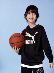 PUMA | Long Sleeve Hooded Childrens Sweatshirt with Classic Logo