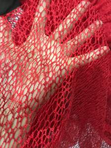 Vải ren lưới màu đỏ mềm đẹp co giãn (khổ 1m4)may đầm váy áo kiểu thiết kế thời trang