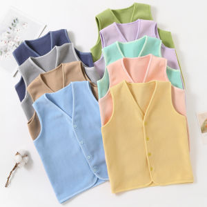 เสื้อกั๊กบุขนกำมะหยี่สองด้านกันหนาวสำหรับเด็กเสื้อคาร์ดิแกนไร้โครงใส่ด้านในและด้านนอกใส่ช่วงฤดูใบไม้ผลิและฤดูหนาวสำหรับเด็กหญิงและเด็กชายเสื้อกั๊กบุขนกำมะหยี่