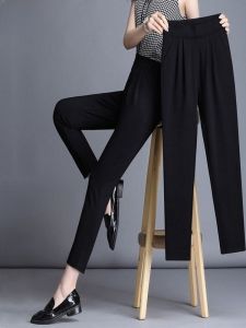 Quần Dài Ống Rộng Màu Đen Nine-Ten Dành Cho Nữ Mùa Xuân Hè Thường Ngày Quần Dài Thể Thao Dáng Rộng Cạp Cao Quần Dài Harajuku