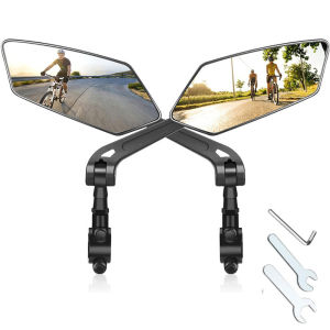 360° Rotatable Adjustable Bicycle Rearview Mirror Rotatable Wide-Range Back Sight Handlebar Mirrors Equipped with Installation T