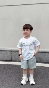 Set bộ tay ngắn bé trai áo thun họa tiết dừa xanh mùa hè kèm quần short 9 đến 25kg BERNIE T1124B59