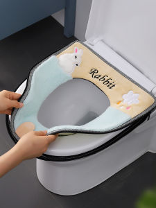 Universal Home Toilet Seat Cover Four Seasons Waterproof Winter Plush Toilet Seat Cushion Zipper Style Toilet Cover