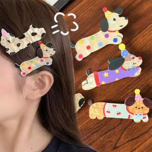 5pcs Cute Funny Hair Side Clips Sweet Cartoon Mini Bangs Clips Creative Lovely Animal Dog Hairpin Korean Kawaii Duckbill Clips