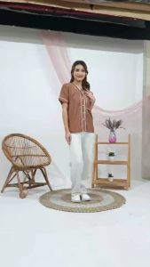 Monellina 214023 Blouse Wanita Lengan Pendek Polos