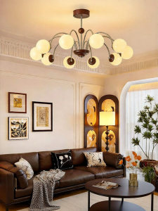 NVC | Vintage Style Mid-Century Modern Chandelier Walnut