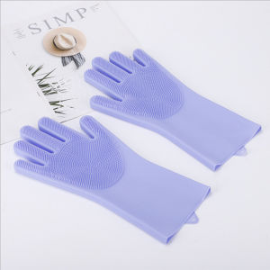 Silicone Dishwashing Gloves for Kitchen Dishwashing Laundry Scrubbing Gloves Household Soft Bristles Cleaning Pet Bathing Gloves