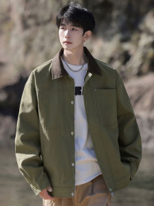 Cleanfit Casual Collared Jacket Mens Loose Detroit Workwear Spring Autumn High-End Sensation Leisure Top Cotton Long Sleeve Zipper