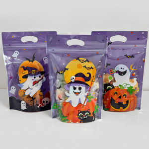 20/50 Con Halloween Ziplock Túi Kẹo Hoạt Hình Bí Ngô Ma Thiết Kế Cho Trẻ Em Lừa Hoặc Trị Ủng Hộ Trang Trí Tiệc Nhựa Túi Quà Tặng