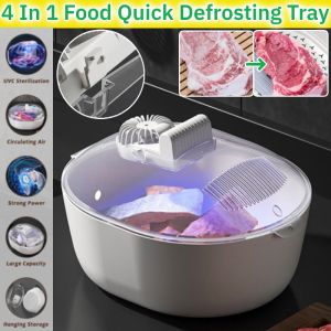 4 In 1 Quick Defrosting Tray Vegetable Basket Drain Defrosting Tray With Cover Multi-Functional Thawer