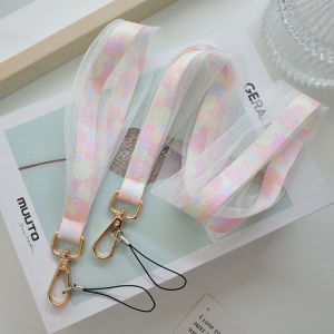 สร้อยคอผ้าโปร่งสีรุ้งสำหรับผู้หญิง พร้อมเคสโทรศัพท์มือถือ สร้อยข้อมือ หัวเข็มขัด สายรัดข้อมือ สายรัดโทรศัพท์มือถือแบบสั้น แบรนด์ Yujie