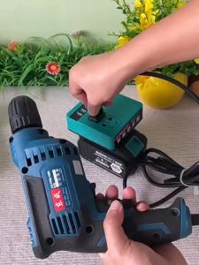 PINSEN 150W Portable Power Inverter with 3USB Port DC 18V/21V To DC 220V for Makita Battery Universal Socket LED Voltage display supports USB/Type-C fast charging Portable Mini Intelligent Inverter Power Converter