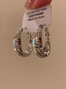 Cross Pattern Three-Layer Earrings Womens Fashion Jewelry Exaggerated Face-Shaping Handmade Alloy Geometric Ear Decorations