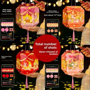Chinese Retro Mid-Autumn Lantern DIY Craft Kit Kids Handheld Glowing Palace Lamp Handmade Ornament Traditional Festival Decor