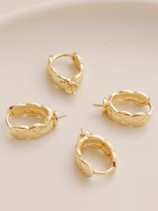 14K Gold Plated Earring Hooks Ear Cuffs DIY Earrings Retro Hoop Earrings Fashionable Alloy Ear Jewelry Accessories for Women