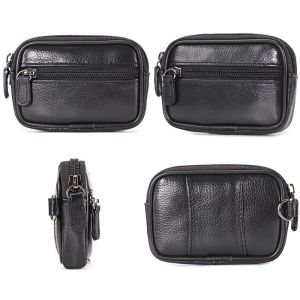 Genuine Leather Mens Wallet With Coin Pocket Male Purse Zipper Money Bag Credit Card Holder For Man