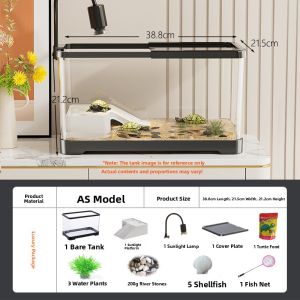 KUOTING | Eco-friendly Turtle Habitat Aquarium with Lid and Bottom Drainage for Brazilian Turtles