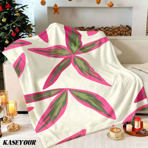 Beast Kingdom | Vibrant Pink Leaves Winter Summer Flannel Blanket Throw Fleece Soft Fuzzy Plush Cozy Fleece Blankets for Sofa Ideal Gifts