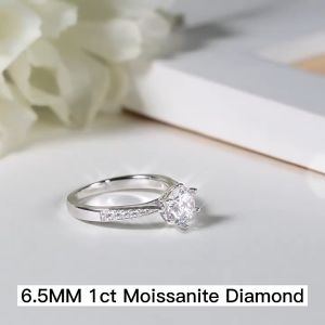 Cincin Original 1crt Moissanite VVS Asli Perak 925 White Gold18K GRA MEMO