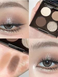 Magic Color 4 Màu Bong Bóng Mắt Pha Lê Màu Đất Trang Điểm Hàng Ngày Cho Học Sinh Trang Điểm Mắt Đa Năng Màu Trơn