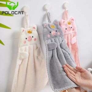 Polocat Lovely Pig Hand Towel Super Absorbent Cleaning Cloths Cartoon Animal Towel Coral Fleece Home Kitchen Accessories