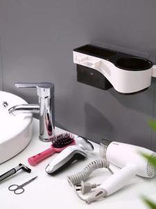 Giá đỡ máy sấy tóc đa chức năng   Giá đỡ máy sấy tóc treo tường không cần khoan sáng tạo không đường may cho phòng tắm