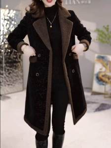 plus Size Womens Fleece Lined Jacket Loose Fit mid Length Thickened Autumn Winter Outerwear Korean Style Long Sleeve Polo Collar