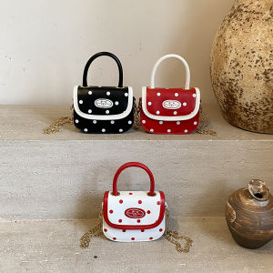 Childrens Mini Polka Dot Color Block Handbag Princess Girl Heart Korean Ins Fashion Single Shoulder Crossbody Bag