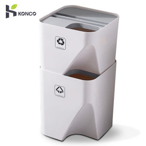 Konco Xếp Chồng Lên Nhau Tái Chế Thùng rác nhà bếp Có Thể Phân Loại Thùng rác gấp cho xe hơi Tái Chế Bin Hộ Gia Đình khô và ướt Tách Thùng rác ubbish bin Cho Phòng Tắm