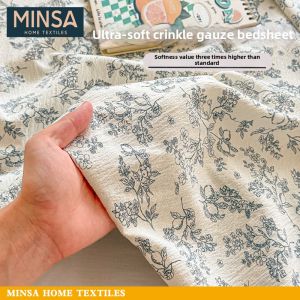 MINGSHA | Soft Wrinkled Gauze Bedsheet
