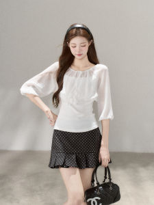 Wildberry | Áo Sơ Mi 3/4 T Tay Pháp Phong Cách Elegance
