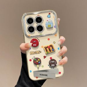 Sup&LV | Creative Silicone Phone Case Stand Compatible With Xiaomi 15 Pro Womens New Model 14 Premium Feel 13 Pro Unique Design 12 Bracelet Fresh Style 11 Full Lens Coverage Ultra Anti-Fall Protection