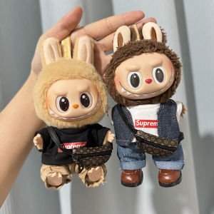 (Super Fan) Hot Only Selling Clothes 17cm First Second Generation Labubu Doll Only Clothe Shoes and clothing matching Suprem Clothing Set Multi Color Cute Decoration