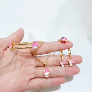 SET KALUNG ANAK MOTIF MELODY KARTUN LUCU ISI 4 ITEM ANTI ALERGI /KSET-4150