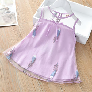 Váy Công Chúa Cotton Nguyên Chất Cho Bé Gái Mùa Hè Mới Về Váy Lưới Áo Vest Cho Trẻ Em Váy Chữ a Họa Tiết Hoa Phong Cách Hàn Quốc