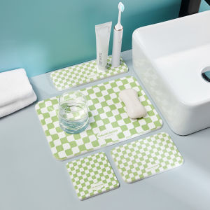 Diatom Ooze Wash Basin Coaster Creative Checkered Washstand Diatomite Soap Dish Soap Table Top Quick-Drying Hydrophilic Pad