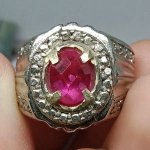 cincin batu permata merah siam bangkok cutting atas dim 8x6 mm te DS naik