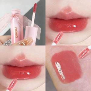 Novo Lip Lacquer Womens Mirror Water Light Long Lasting and Does Not Fade No Stain on Cup Nude Color Series Pure Desire Glass Lip Gloss Lipstick Raincoat