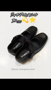 Sepatu Paskibra Pantofel Formal Sekolah Kantor Perawat Akper Bidan Suster Wanita Hitam & Putih DBEZ