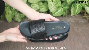 Dép da nam thanh niên kiểu dáng trẻ chung da mềm đế cao su non êm chân đi lại rất thoải mái - bảo hành 12 tháng