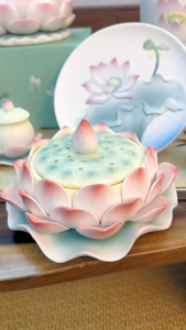 Đồ Thờ Cúng Hoa Sen Đức Hóa Gốm Sứ: Bình Hoa Lư Hương Đĩa Trái Cây Ly Nước đèn dầu bát hương ống cắm nhang mật tông Diệu Tâm