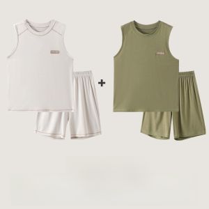 Ice Silk Modal Summer Outfit Set for Boys Basketball Shorts Vest Youth Casual Wear Comfortable Breathable Home Clothes