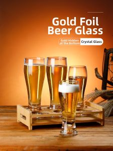 BANGBEBE | High-Quality Large Capacity Beer Glass with Wheat Gold Foil