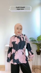 Basica Moda 5950: Atasan Top Baju Blouse Wanita Jacinda Embroidered Motif Bunga Import