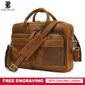 Royal Bagger New 15inch Laptop Bag for Men Genuine Cow Leather Casual Retro Handbag Business Briefcase Large Capacity Crossbody Bag. 