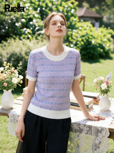 puella | French Style Fashionable Design Slim Fit Round Collar Short Sleeve T-Shirt