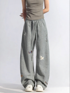 CHANT2nd | Funny Dog Embroidery Dropping Sense Casual Pants