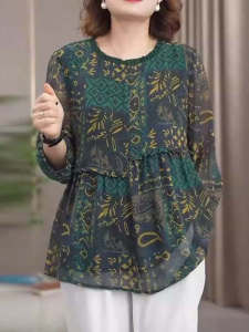 เสื้อเชิ้ตคอโปโลแขนสั้นลายลูกไม้สำหรับผู้หญิงไซส์ใหญ่ ทรงหลวม สไตล์เกาหลี ความยาวปกติ ฤดูร้อน 2025