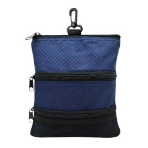 Golf Accessory Pouch Storage Bag Portable 3 Zipper Compartments Mesh Organizer Carabiner Clip Ripstop Nylon for Golf Cart Bag